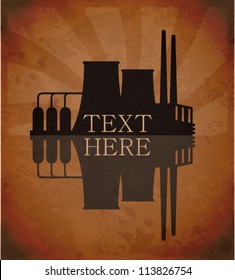 Grunge vector illustration of factory.