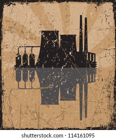 Grunge vector illustration of factory.