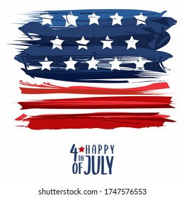 Grunge vector illustration of Happy Fourth of July or the United States of America independence day print design 