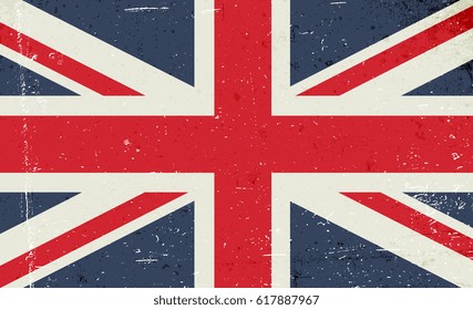 Grunge vector image of the British flag. Abstract grungy Great Britain background. Union Jack flag. United Kingdom aged background