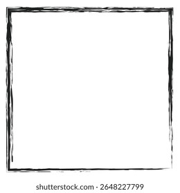 Grunge vector ink hand painted brush stroke frame. Monochrome grunge background. Retro vintage style background. Abstract texture background. Rectangle, square frame isolated on white background. 