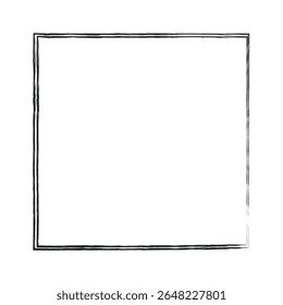 Grunge Vektorfarbe handgemalte Pinsel Strichrahmen. Monochromer farbiger Hintergrund. Hintergrund im Retro-Vintage-Stil. Abstrakter Texturhintergrund. Rechteck, quadratischer Rahmen einzeln auf weißem Hintergrund. 