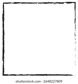 Grunge vector ink hand painted brush stroke frame. Monochrome grunge background. Retro vintage style background. Abstract texture background. Rectangle, square frame isolated on white background. 