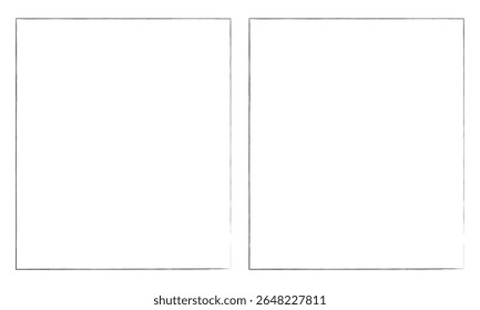 Grunge vector ink hand painted brush stroke frame. Monochrome grunge background. Retro vintage style background. Abstract texture background. Rectangle, square frame isolated on white background. 