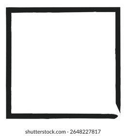 Grunge vector ink hand painted brush stroke frame. Monochrome grunge background. Retro vintage style background. Abstract texture background. Rectangle, square frame isolated on white background. 