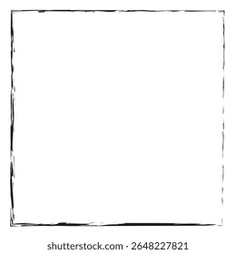 Marco de trazo de pincel pintado a mano de tinta de Vector grunge. Fondo grunge monocromo. Fondo de estilo vintage retro. Fondo de textura Abstractas. Rectángulo, marco cuadrado aislado sobre fondo blanco. 