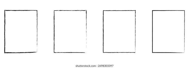 Grunge Vektorfarbe handgemalte Pinsel Strichrahmen. Monochromer farbiger Hintergrund. Hintergrund im Retro-Vintage-Stil. Rechteck, quadratischer Rahmen einzeln auf weißem Hintergrund. EPS 10

