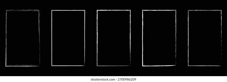 Marco de trazo de pincel pintado a mano de tinta de Vector grunge. Fondo grunge monocromo. Fondo de estilo vintage retro. Rectángulo, marco cuadrado aislado sobre fondo blanco. EPS 10