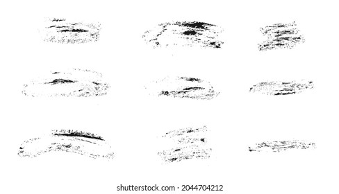 Grunge vector ink textures set. Collection of black freehand brushes