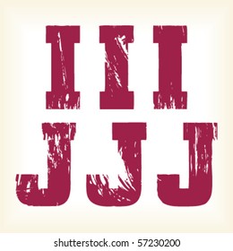 Grunge vector I & J letters - vector type alphabet