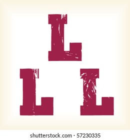 Grunge vector L letter - vector type alphabet - egyptian serif font