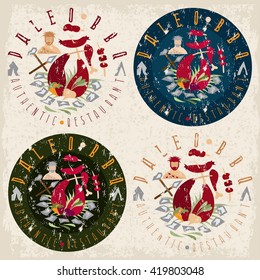 grunge vector labels set for paleo food restaurant