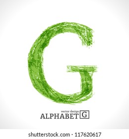 Grunge Vector Letter. Green Eco Style. Font Symbol G.