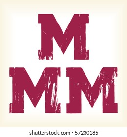 Grunge vector M letter - vector type alphabet - egyptian serif font