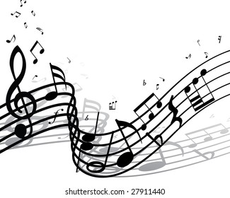 Grunge vector musical notes background for design use