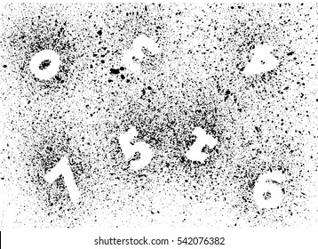 Grunge vector numbers background. Spray paint numbers. Abstract splash background with numbers on it.