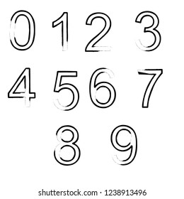 grunge vector numbers set collection black isolated on white