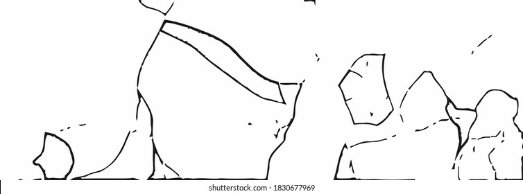 Sobreposición vectorial gruesa. Textura áspera en blanco y negro. Fondo arañado monocromo.