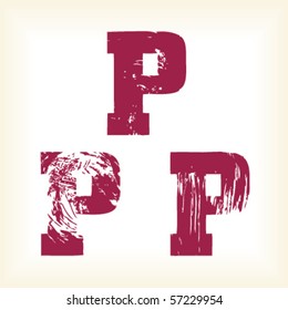 Grunge vector P letter - vector type alphabet - slab serif font