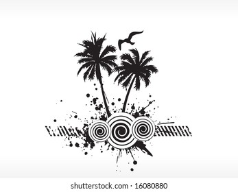 grunge vector palm tree series on white, illustration