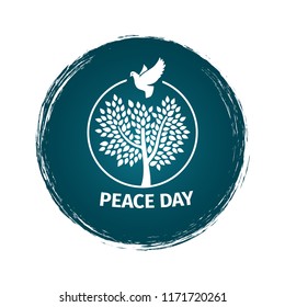 Grunge vector peace day logo or label vector design