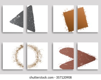 Grunge Vector Poster Templates . distressed backgrounds . Design brochures . Set of Textured cards .