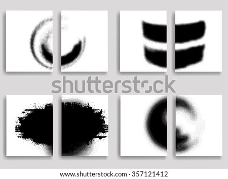 Grunge Vector Poster Templates . distressed backgrounds . Design brochures . Set of Textured cards .