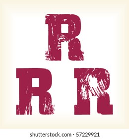 Grunge vector R letter - vector type alphabet - slab serif font