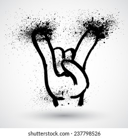 Grunge vector rock hand sign