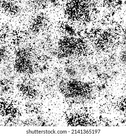 Grunge Vector Seamless Black and White Texture. Vintage Hand Painted Dirty Seamless Pattern. Cracked Ground Texture. Monochrome Print Design Background.