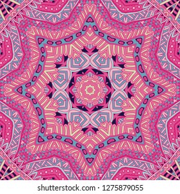 Grunge vector seamless pattern with abstract doodle geometric forms and lines. Colorful simple geometric hand drawn art hipster bohemian tile print.