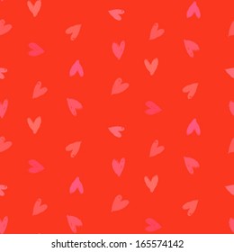 Grunge vector seamless pattern with hand painted hearts. Texture for web, print, valentines day wrapping paper, wedding invitation card background, textile, fabric, home decor, romantic gift paper