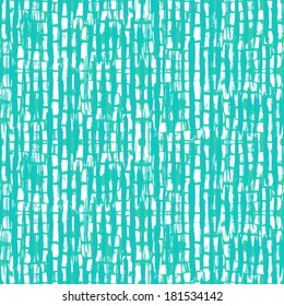 Grunge vector seamless pattern inspired by bamboo plants in aqua blue color.