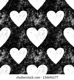 Grunge vector seamless texture with hearts. Heart background. Heart pattern. Love background. Love pattern. Seamless pattern. Retro texture. Vintage texture. Dark texture. Old pattern. Old texture
