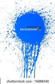 Grunge vector silhouette background banner ink stain blot blue