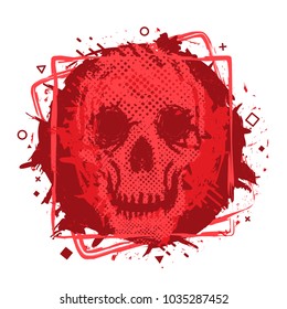 Grunge vector skull with grunge splash