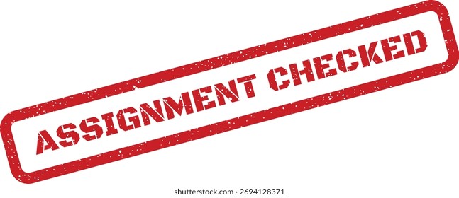 Um carimbo de vetor grunge exibindo 'Atribuição verificada' em seu contorno retangular. Ideal para indicar status de verificação, revisão ou controle de qualidade em tarefas.