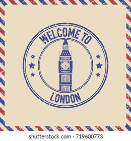 Grunge vector stamp of London view