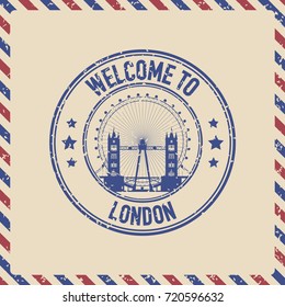 Grunge vector stamp of London view