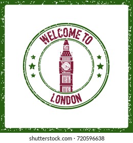 Grunge vector stamp of London view