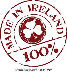 Grunge vector stamp with words Made in Ireland 100%