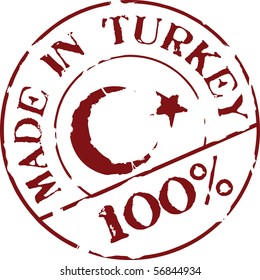 Grunge vector stamp with words Made in Turkey 100%