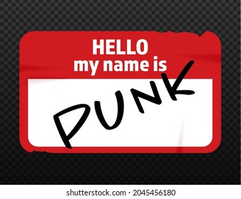 Grunge vector sticker - hello my name is - card template