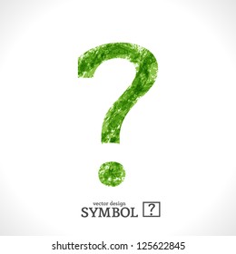 Grunge Vector Symbol ?. Green Eco Style. Guestion Mark.