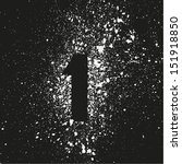 Grunge vector symbol. Spray paint number 1. Abstract splash background with number one on it. 