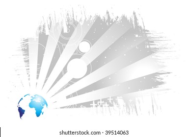 grunge vector template background with a retro globe