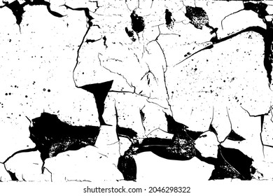 Grunge vector texture. Abstract cracked background. Aged and weathered broken surface. Dirty and damaged. Detailed rough backdrop. Vector graphic illustration.