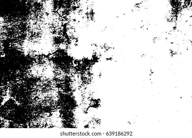 Grunge vector texture. Black grit on transparent background. Distressed concrete wall. Weathered asphalt surface. Monochrome vintage overlay. Aged scratched stone surface. Rough concrete texture trace