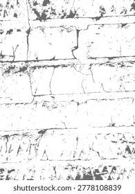 Grunge vector texture of brick wall. Naturally distressed and weathered vertical stone surface with cracks.