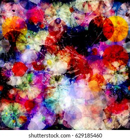 Grunge vector texture with circles from spots. Abstract seamless background for fabric, wrapping, home decor. Watercolor effect.